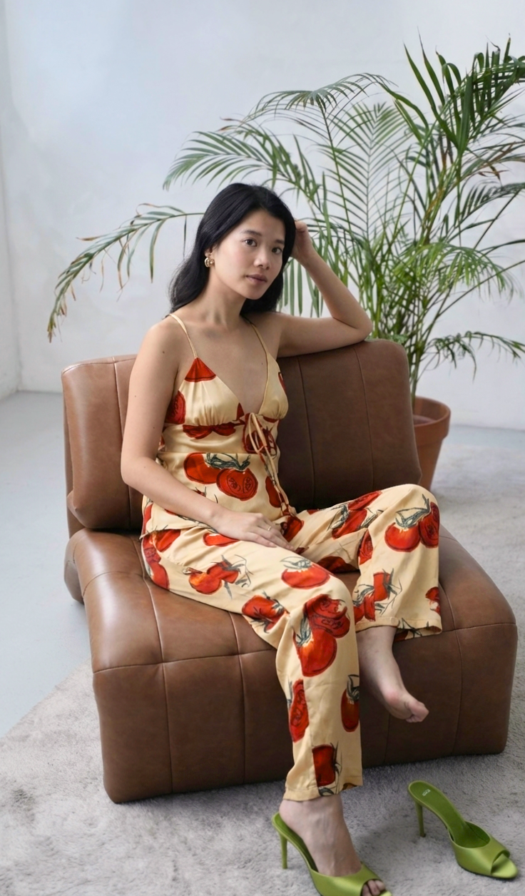 Trousers in tomato print